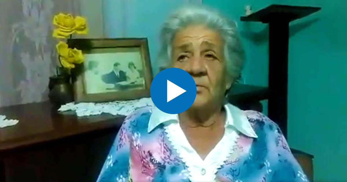 La anciana cubana beneficiaria de la ayuda social de la UNPACU © Captura de video Twitter / OCDH