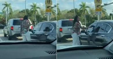 VIRAL: Mujer arremete a taconazos contra ventanilla de un vehículo en Miami por una disputa de tráfico
