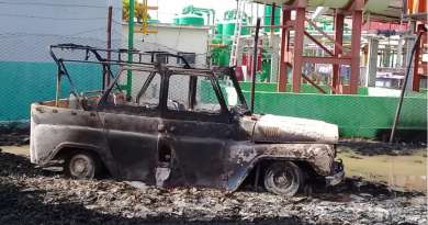 Impresionante foto de jeep calcinado por incendio en zona industrial de Matanzas