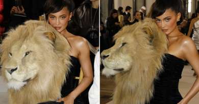 Kylie Jenner sacude París con un vestido con una cabeza de león