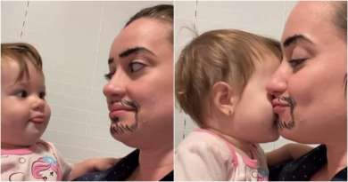 Adorable reacción de la hija de Laura Treto al verla maquillada como un hombre