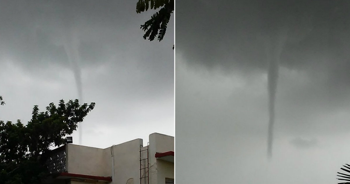 Imágenes de la tromba en el cielo © Facebook / Centro Meteorológico de Camagüey