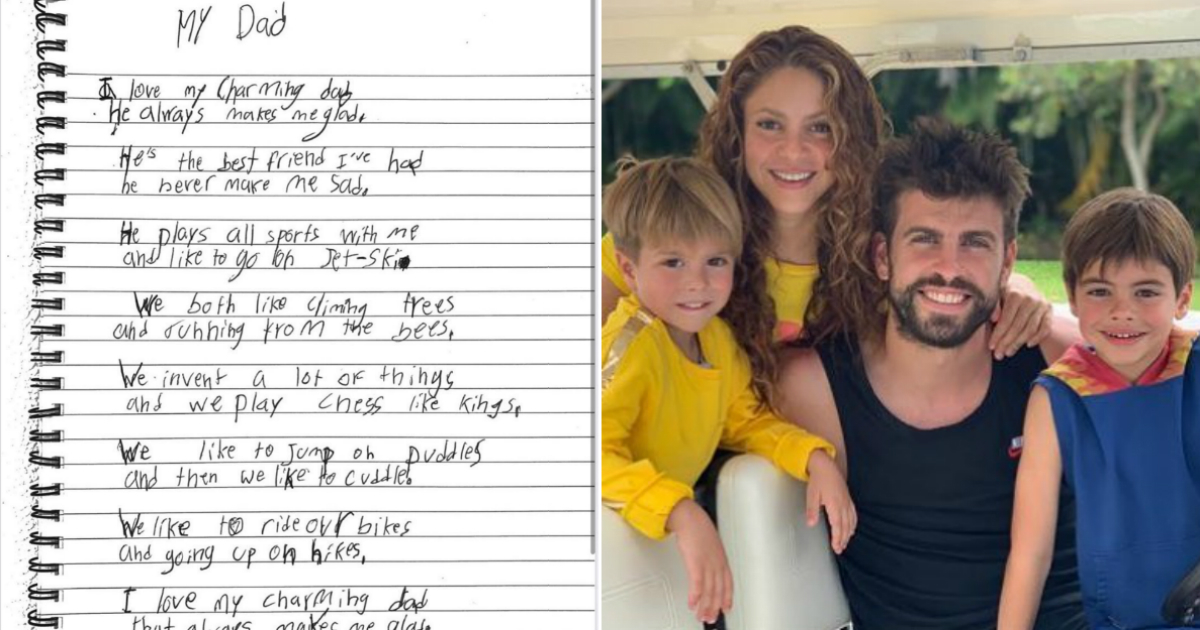 Milan, hijo de Shakira y Gerard Piqué, sorprende con un emotivo poema  dedicado a su papá