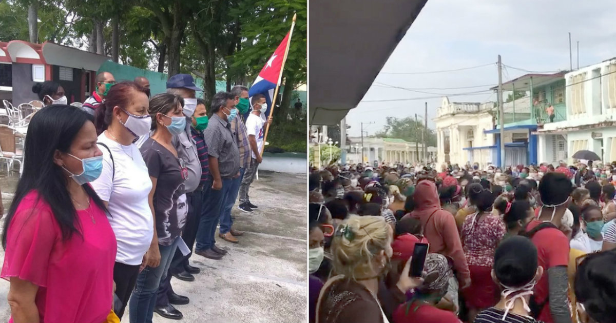 Grupos anticoleros, junto a una cola monumental en Holguín © Collage Ahora / CiberCuba