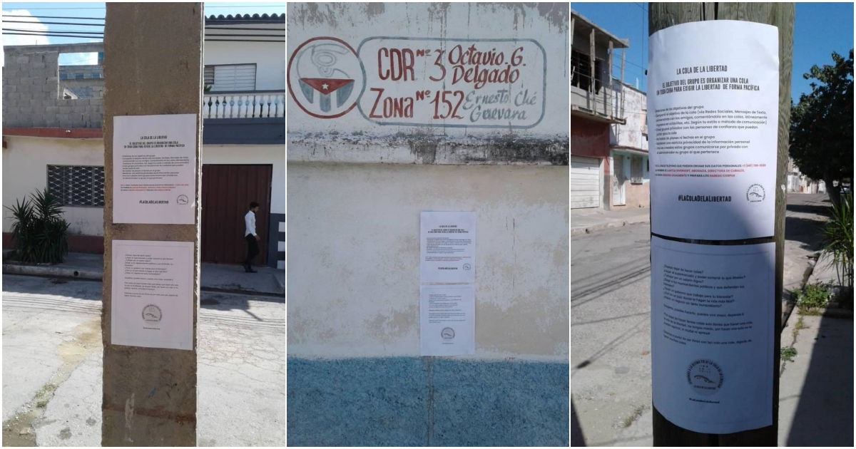Carteles en las calles de Cuba para unirse a La Cola De La Libertad © Facebook / La Cola de la Libertad