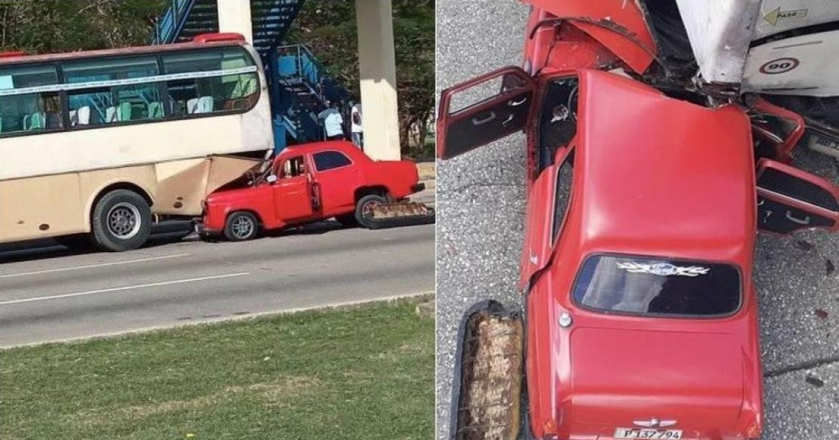 Accidente en Cuba un auto choca contra una guagua frente al Hospital Naval, en La Habana