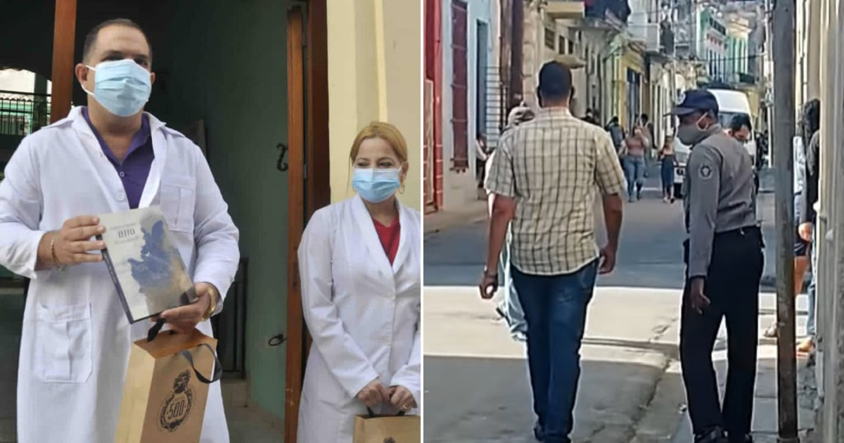 Médicos en San Isidro y represores de Luis Manuel Otero. © Facebook / Perla Rosales Aguirreurreta / Luis Manuel Otero