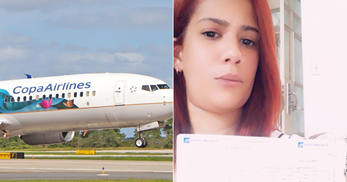 Yeni Carmona Valdés muestra el billete del vuelo que le canceló Copa Airlines. © CiberCuba