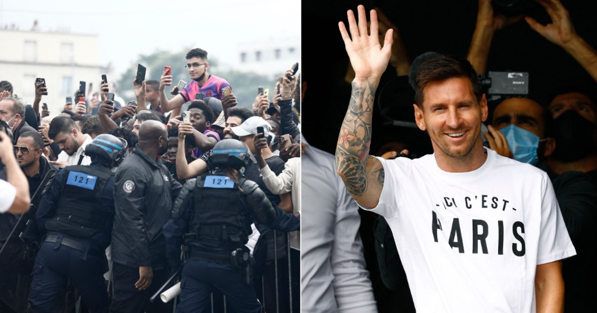 Imagen de los aficionados recibiendo a Messi en Paris © Facebook / Goal en Español