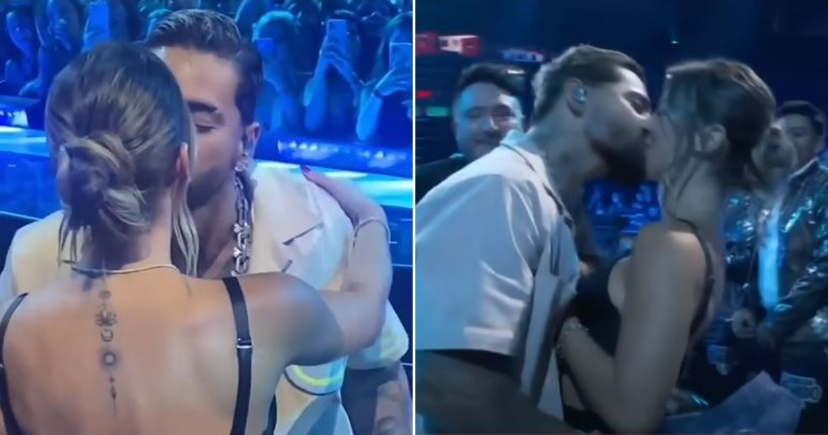 Maluma le dio tremendo beso a su novia en plena gala de los Latin Billboard  2022