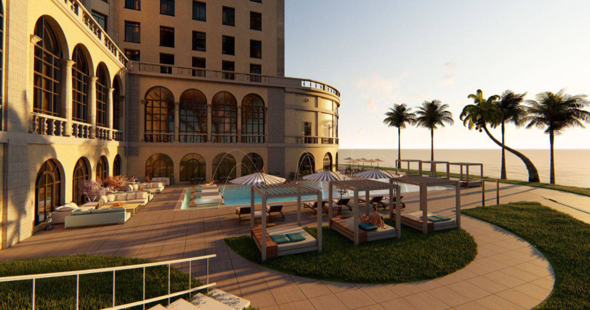 Hotel Nacional responds with a photo of the project to criticism of the demolition of a historic swimming pool