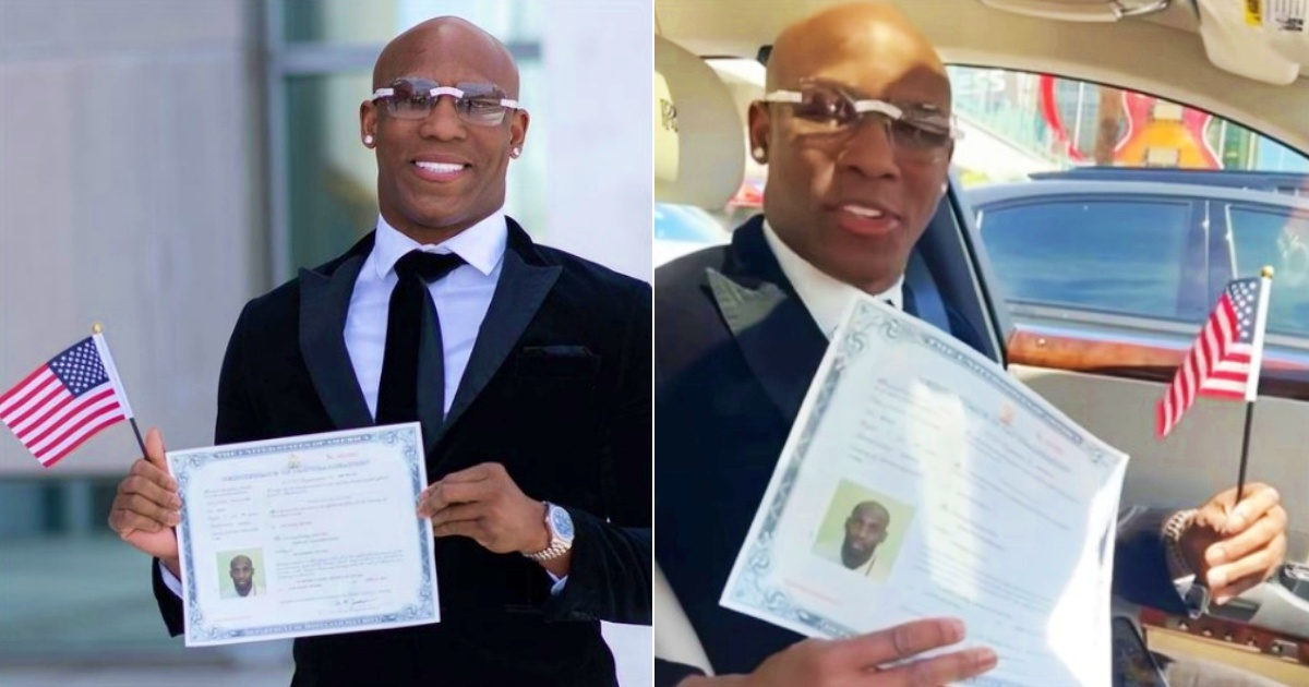 Yordenis Ugás posó con su certificado de ciudadano estadounidense © Collage Captura de Instagram/Yordenis Ugás