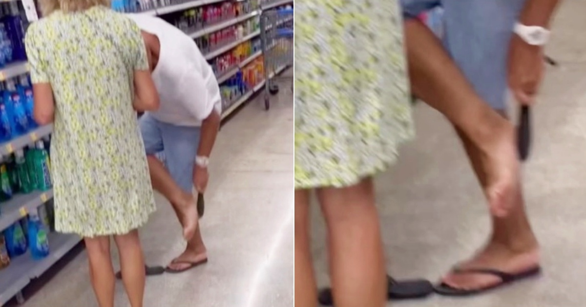 A man uses a callus scraper from the store at Walmart Center in Miami